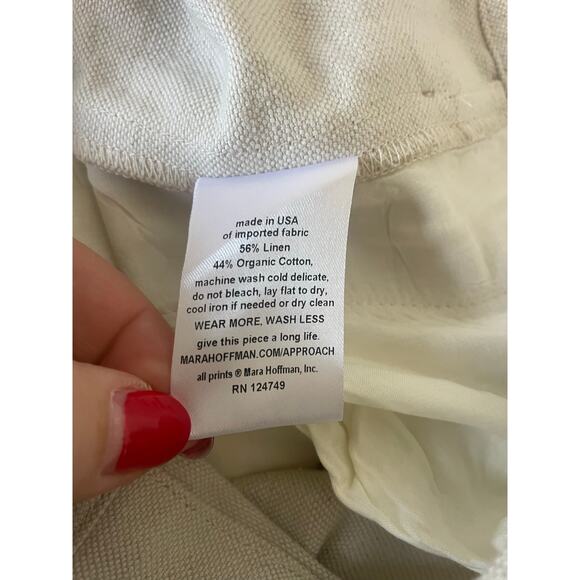 Mara Hoffman Jade High Waisted Pant in Off White Cotton/ Linen Blend Size 18 - Picture 7 of 9